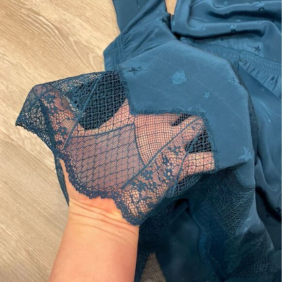 Zadig & Voltaire Dresses Blue Star Print Lace Trim Mini Dress Silk - Picture 7 of 10